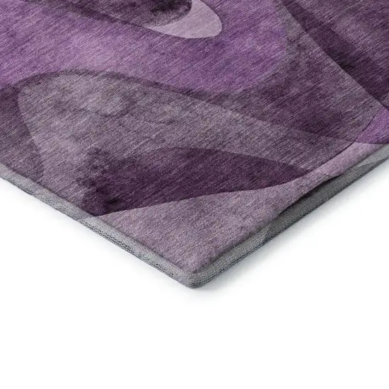 Purple And Ivory Abstract Washable Area Rug With UV Protection Photo 9