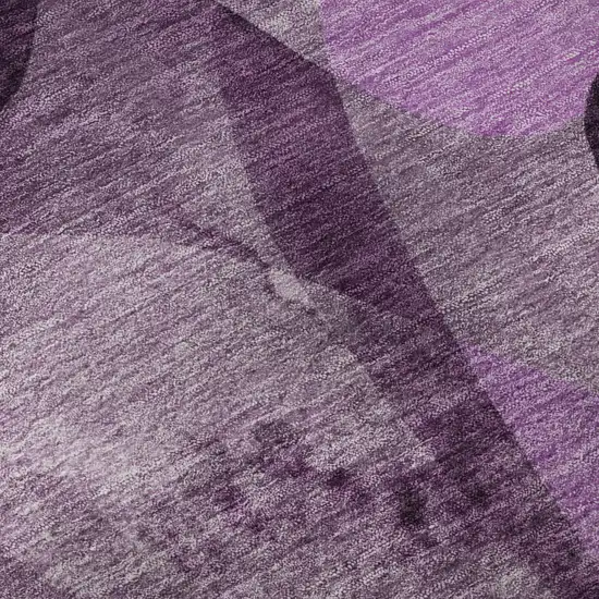 Purple And Ivory Abstract Washable Area Rug With UV Protection Photo 3