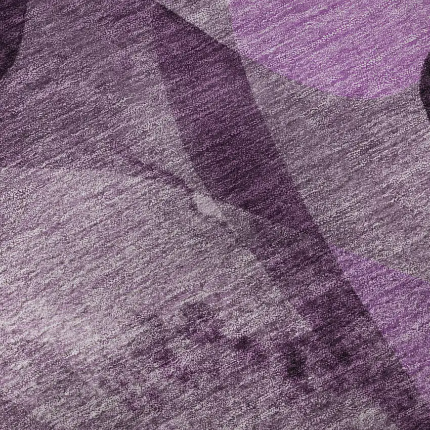 Purple And Ivory Abstract Washable Area Rug With UV Protection Photo 3