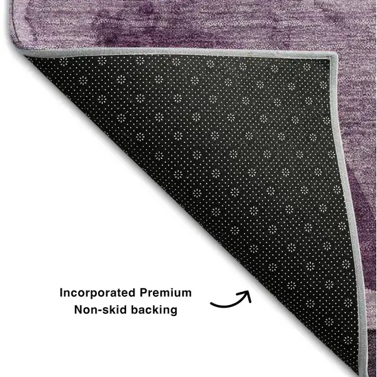 Purple And Ivory Abstract Washable Area Rug With UV Protection Photo 9