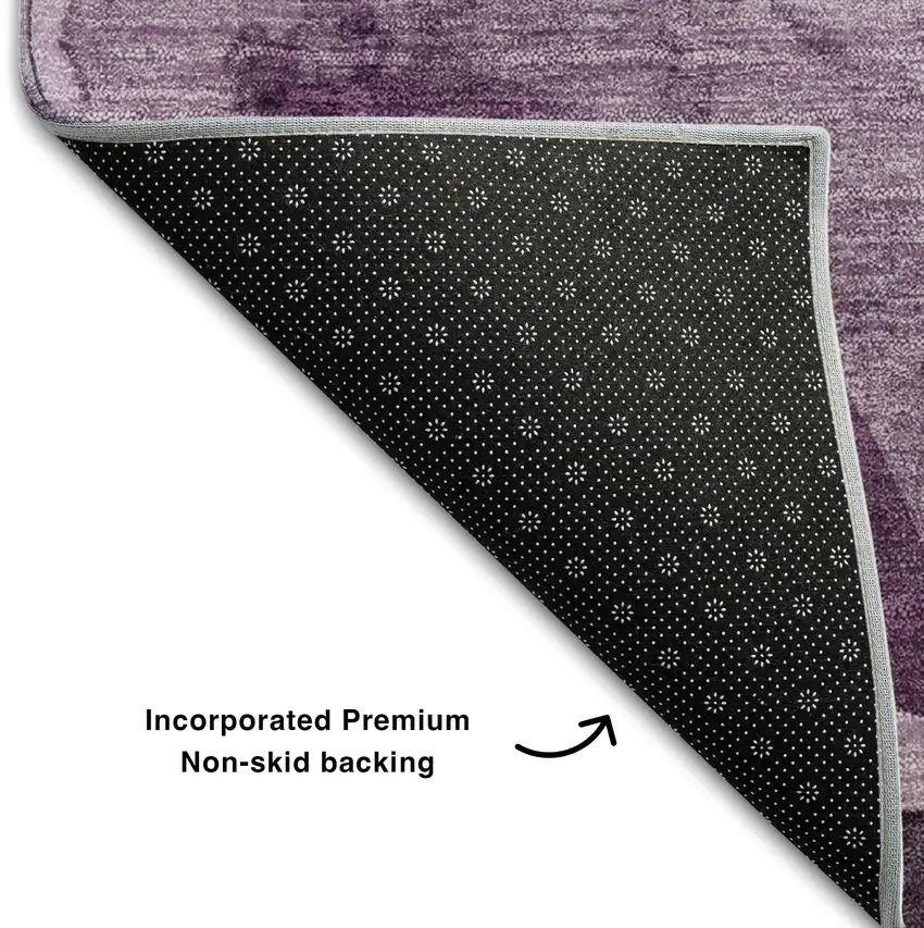 Purple And Ivory Abstract Washable Area Rug With UV Protection Photo 9