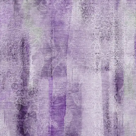 Purple And Ivory Abstract Washable Area Rug With UV Protection Photo 3
