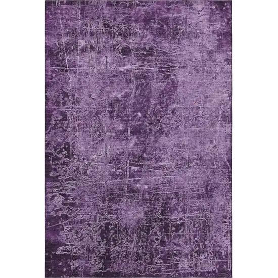 Purple And Ivory Abstract Washable Area Rug With UV Protection Photo 3