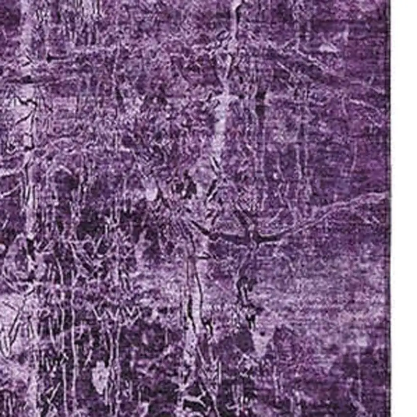 Purple And Ivory Abstract Washable Area Rug With UV Protection Photo 3