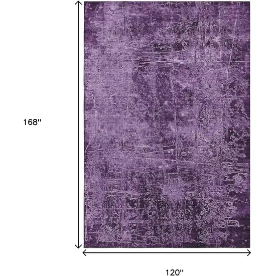 Purple And Ivory Abstract Washable Area Rug With UV Protection Photo 3