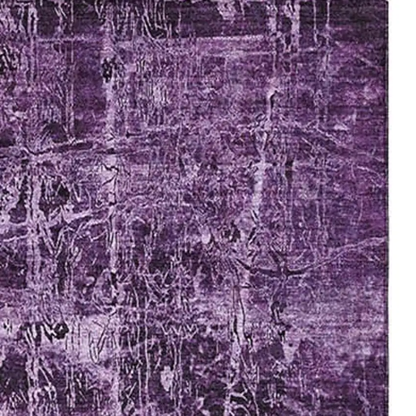 Purple And Ivory Abstract Washable Area Rug With UV Protection Photo 4