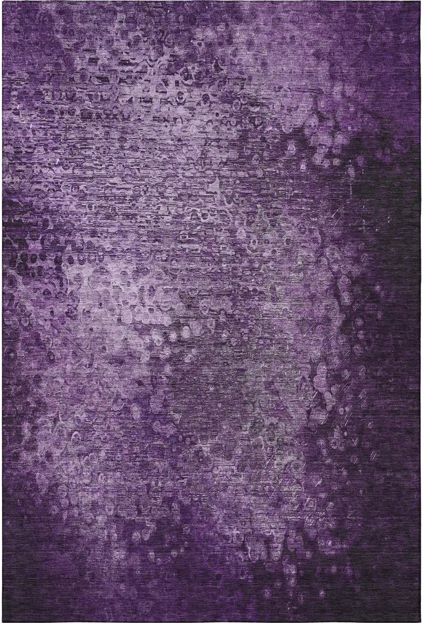 Purple And Ivory Abstract Washable Area Rug With UV Protection Photo 1