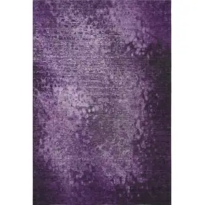 Photo of Purple And Ivory Abstract Washable Area Rug With UV Protection