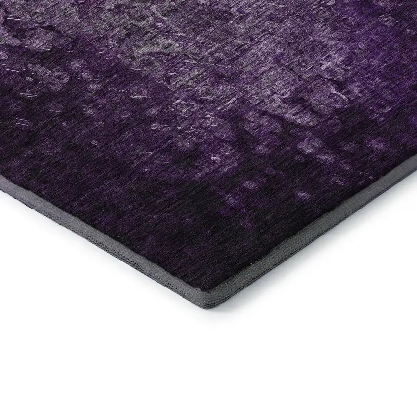 Purple And Ivory Abstract Washable Area Rug With UV Protection Photo 8
