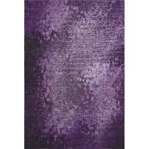 Photo of Purple And Ivory Abstract Washable Area Rug With UV Protection