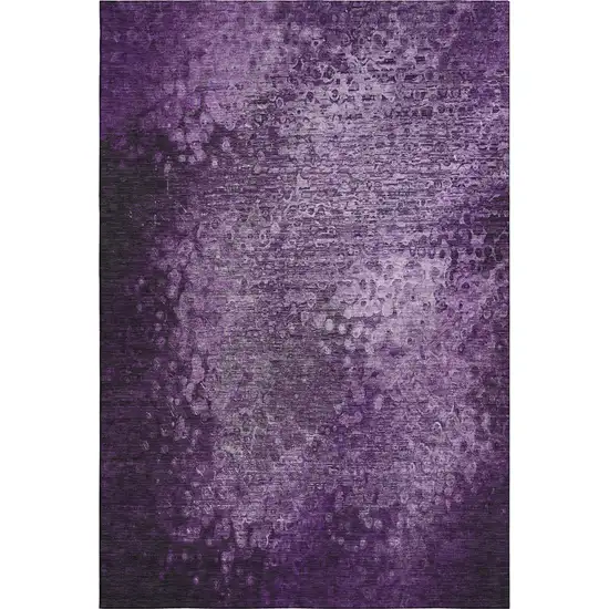 Purple And Ivory Abstract Washable Area Rug With UV Protection Photo 1