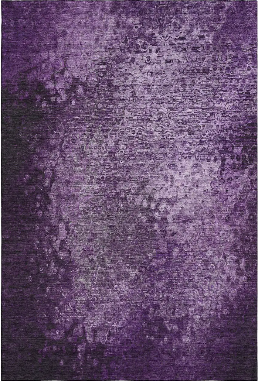 Purple And Ivory Abstract Washable Area Rug With UV Protection Photo 1