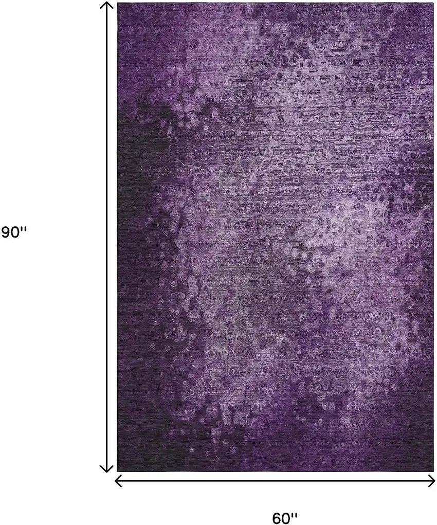 Purple And Ivory Abstract Washable Area Rug With UV Protection Photo 3