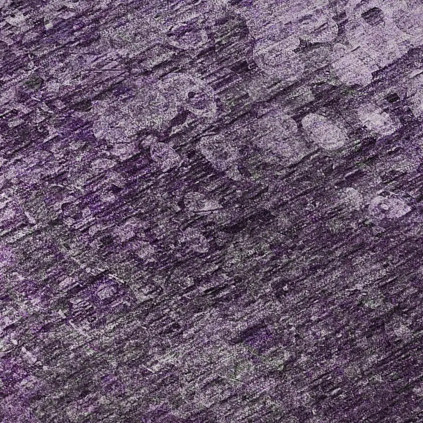 Purple And Ivory Abstract Washable Area Rug With UV Protection Photo 9
