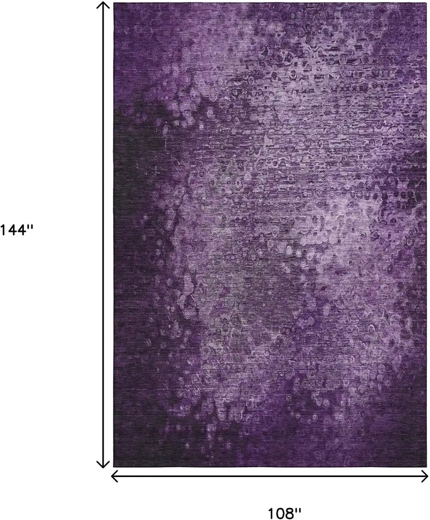 Purple And Ivory Abstract Washable Area Rug With UV Protection Photo 8