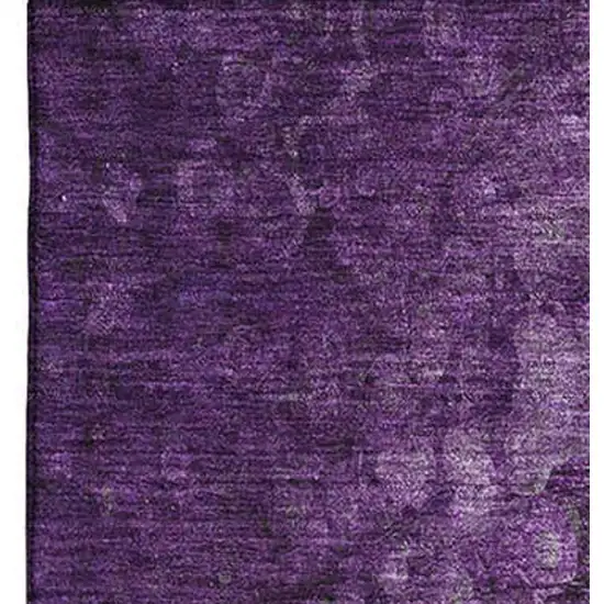 Purple And Ivory Abstract Washable Area Rug With UV Protection Photo 4