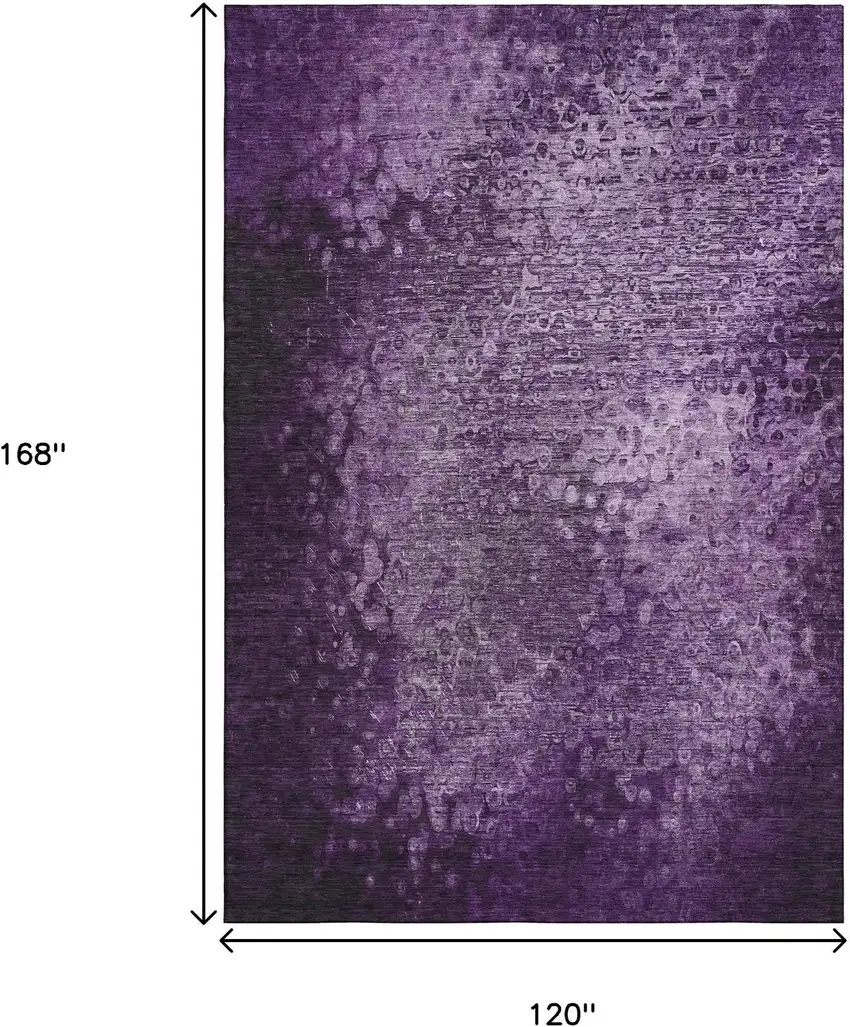 Purple And Ivory Abstract Washable Area Rug With UV Protection Photo 3