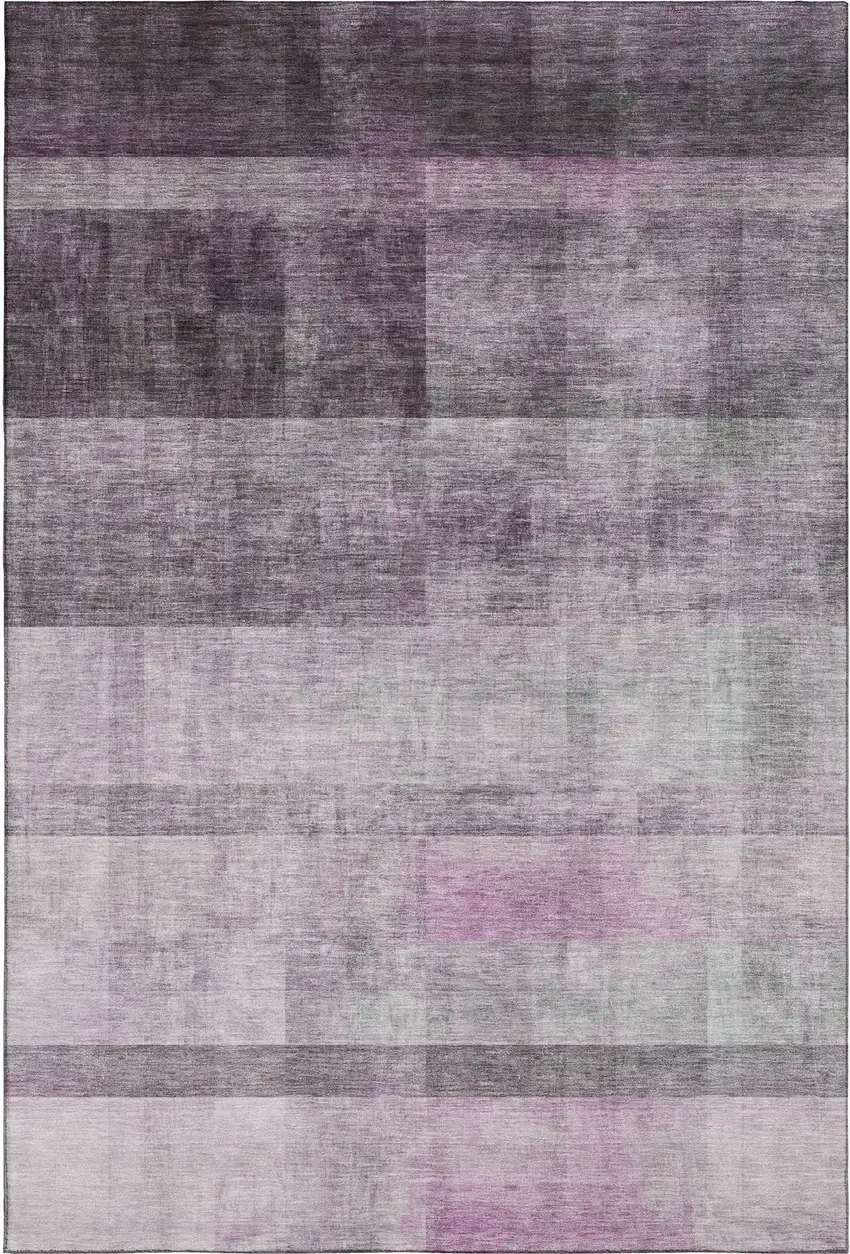 Purple And Ivory Abstract Washable Area Rug With UV Protection Photo 1