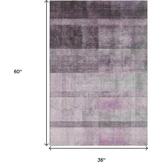 Purple And Ivory Abstract Washable Area Rug With UV Protection Photo 3