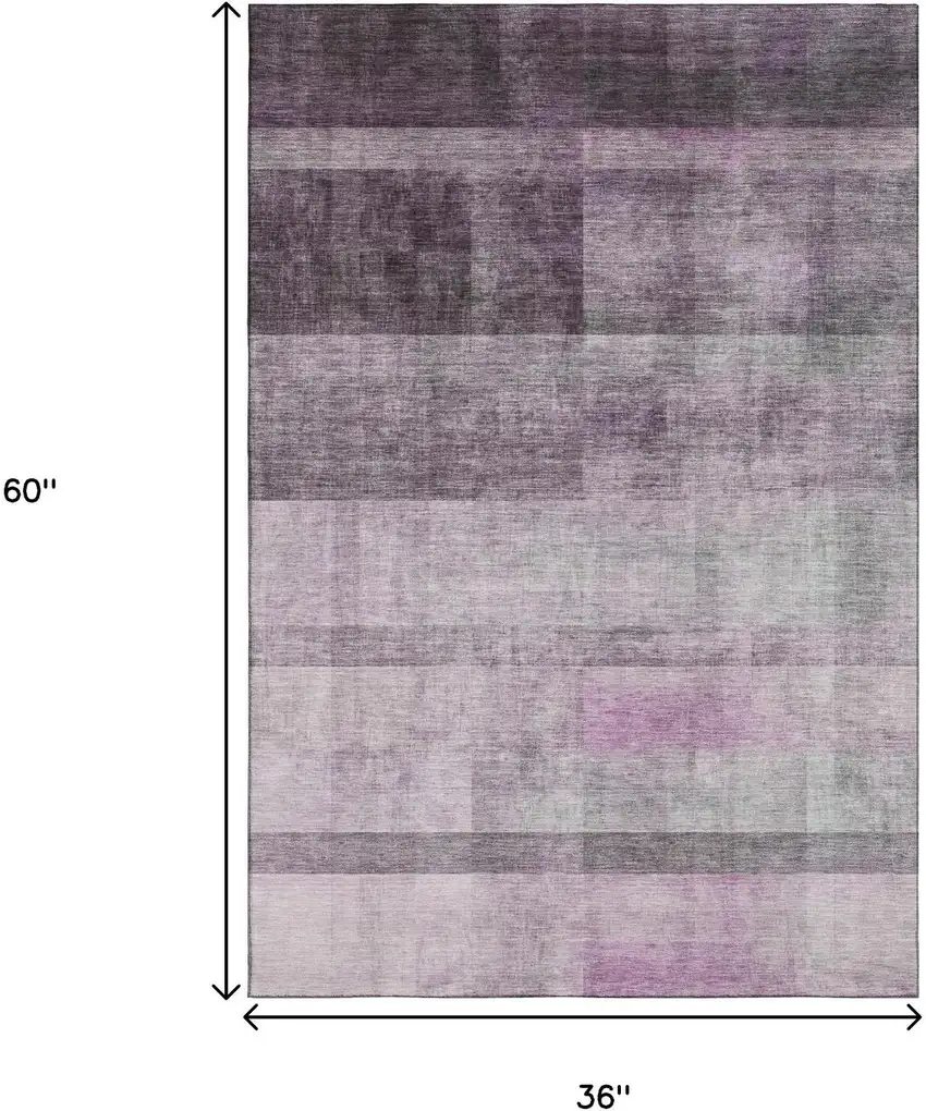 Purple And Ivory Abstract Washable Area Rug With UV Protection Photo 3