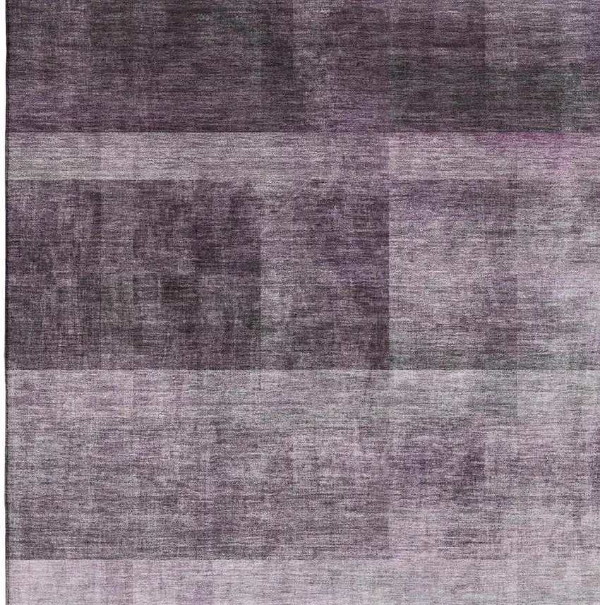 Purple And Ivory Abstract Washable Area Rug With UV Protection Photo 2
