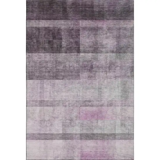 Purple And Ivory Abstract Washable Area Rug With UV Protection Photo 1