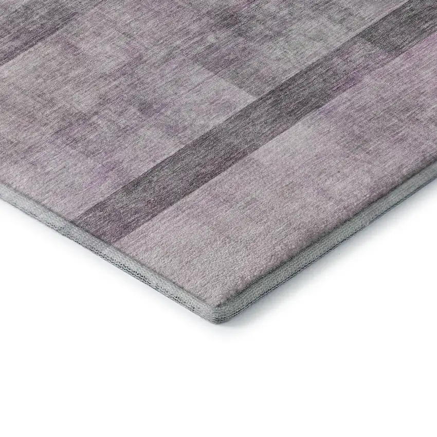 Purple And Ivory Abstract Washable Area Rug With UV Protection Photo 7