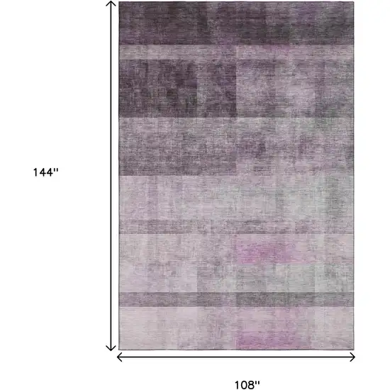 Purple And Ivory Abstract Washable Area Rug With UV Protection Photo 3
