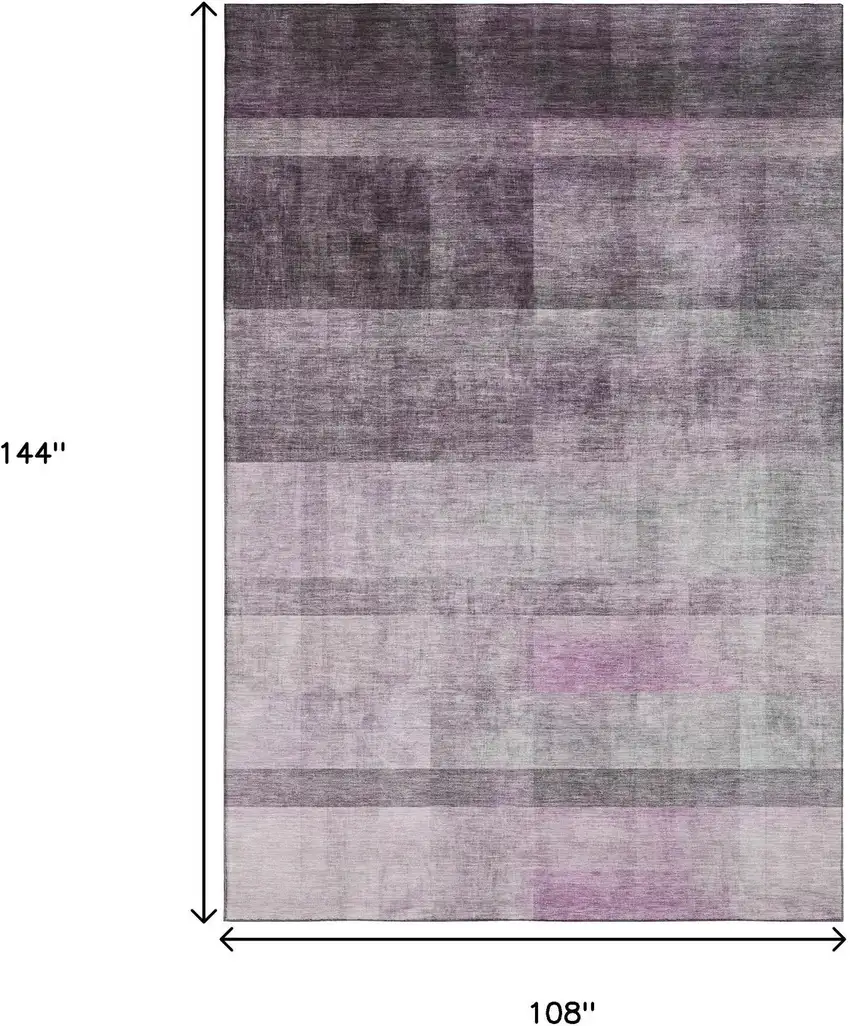 Purple And Ivory Abstract Washable Area Rug With UV Protection Photo 3