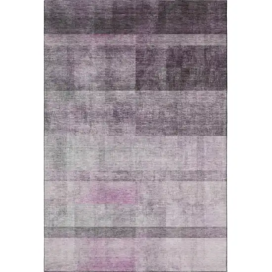 Purple And Ivory Abstract Washable Area Rug With UV Protection Photo 3