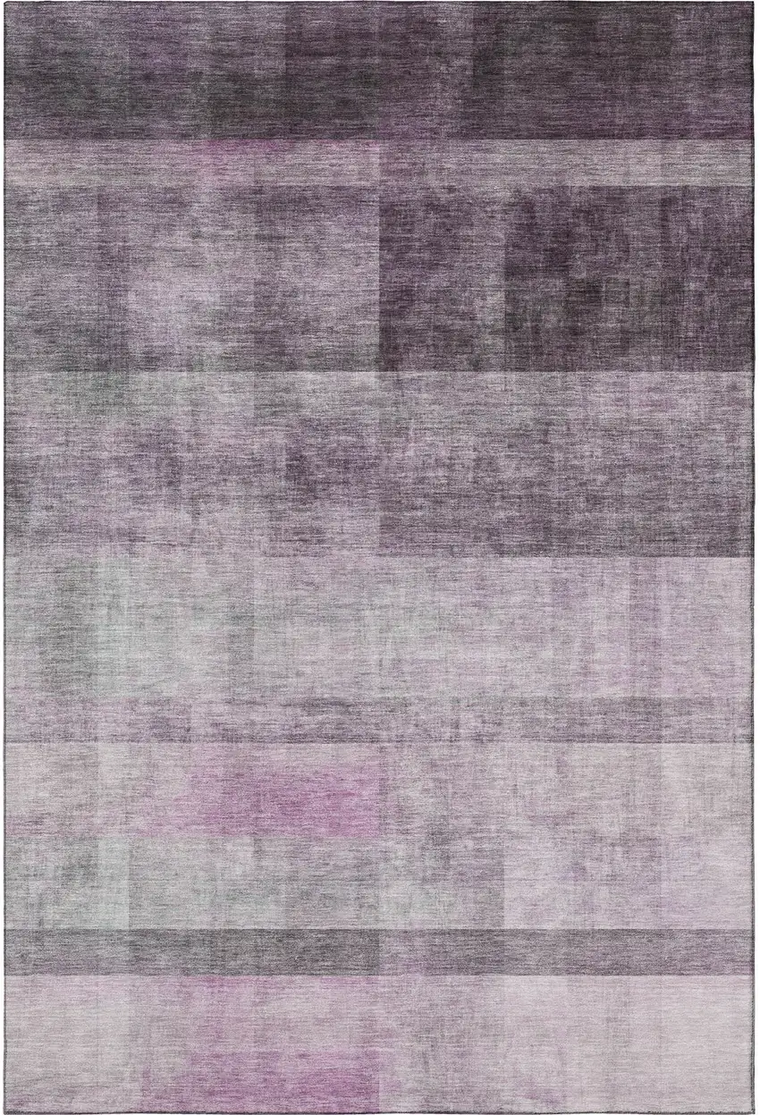 Purple And Ivory Abstract Washable Area Rug With UV Protection Photo 3