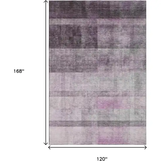 Purple And Ivory Abstract Washable Area Rug With UV Protection Photo 3
