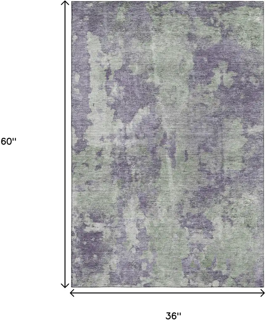 Purple And Ivory Abstract Washable Area Rug With UV Protection Photo 5