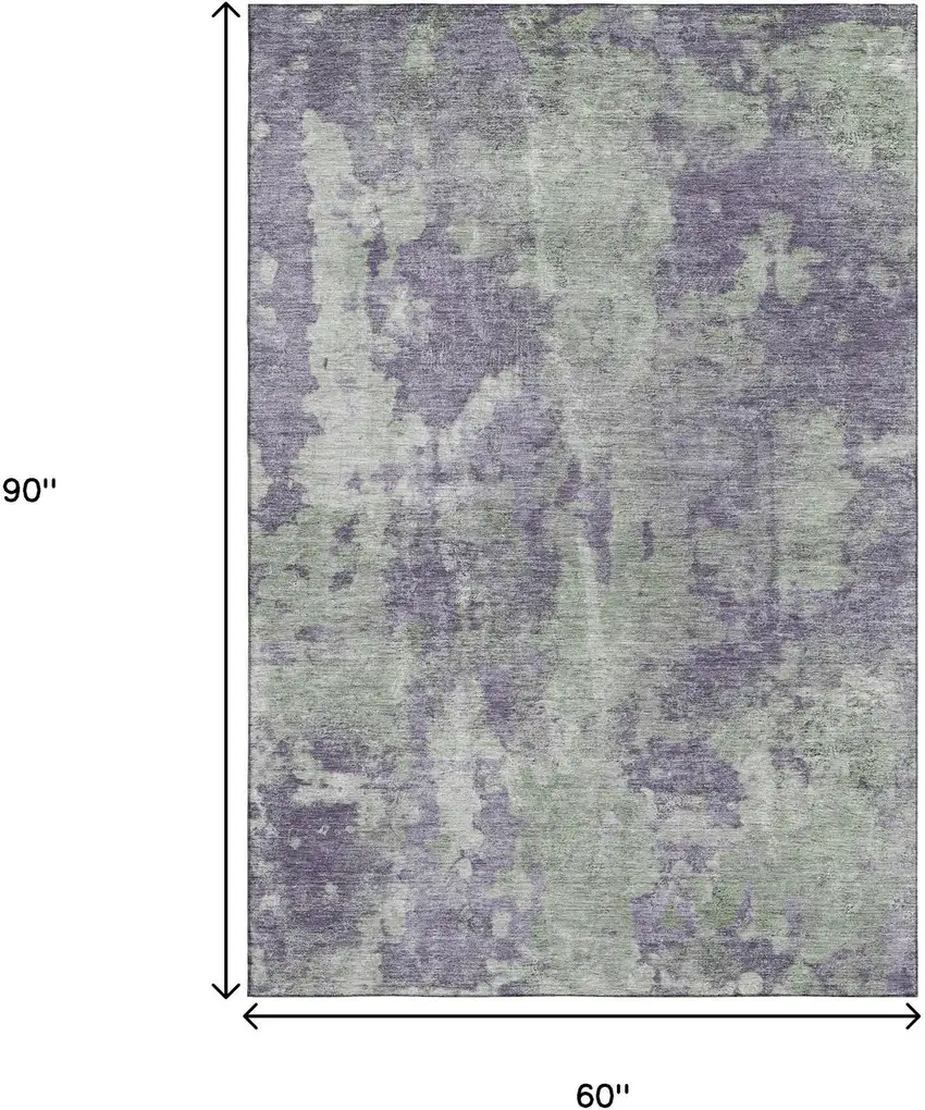 Purple And Ivory Abstract Washable Area Rug With UV Protection Photo 3