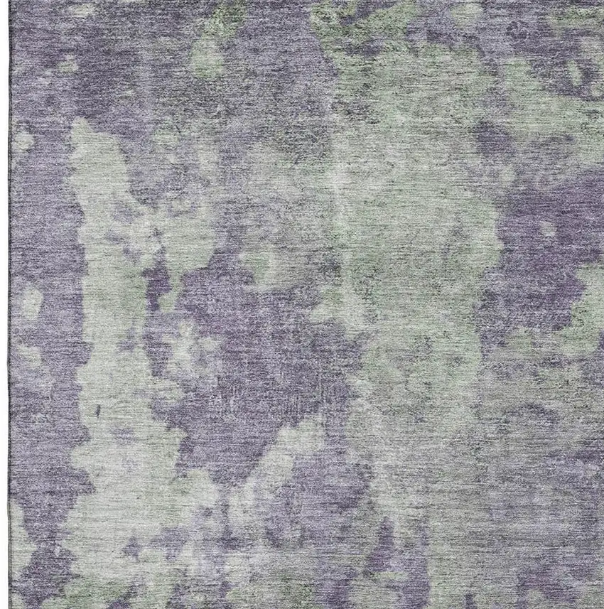 Purple And Ivory Abstract Washable Area Rug With UV Protection Photo 3