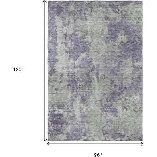 Purple And Ivory Abstract Washable Area Rug With UV Protection Photo 3