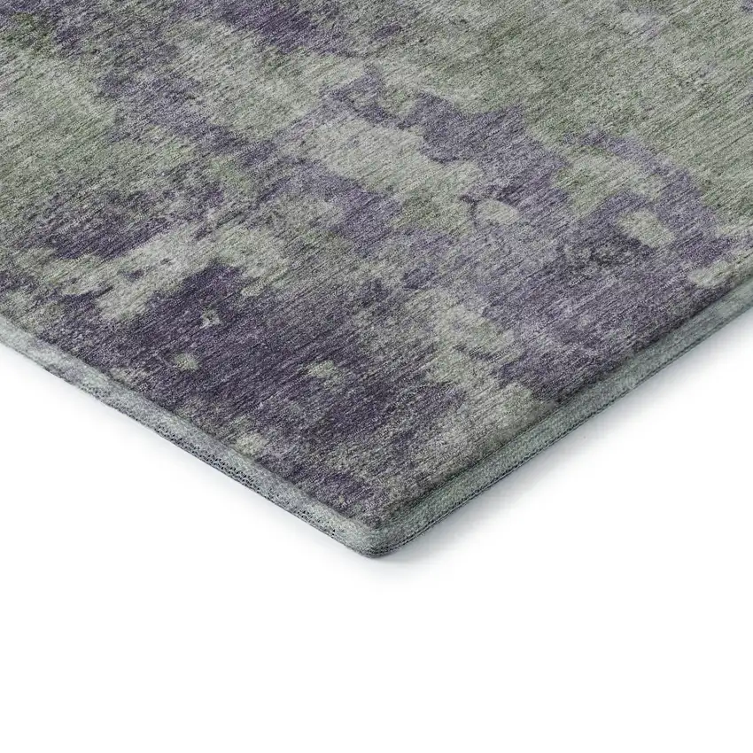 Purple And Ivory Abstract Washable Area Rug With UV Protection Photo 8
