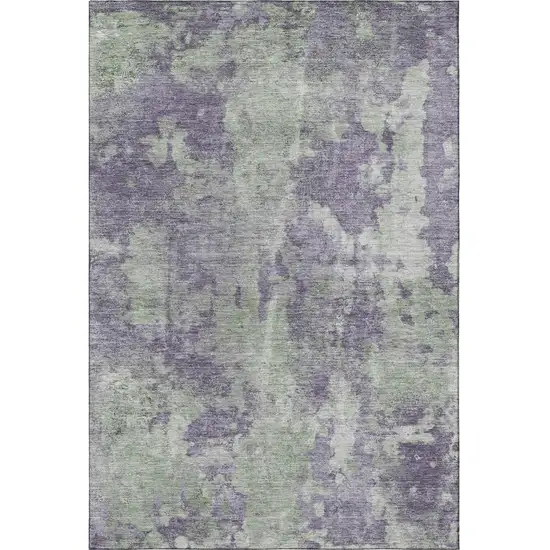 Purple And Ivory Abstract Washable Area Rug With UV Protection Photo 3
