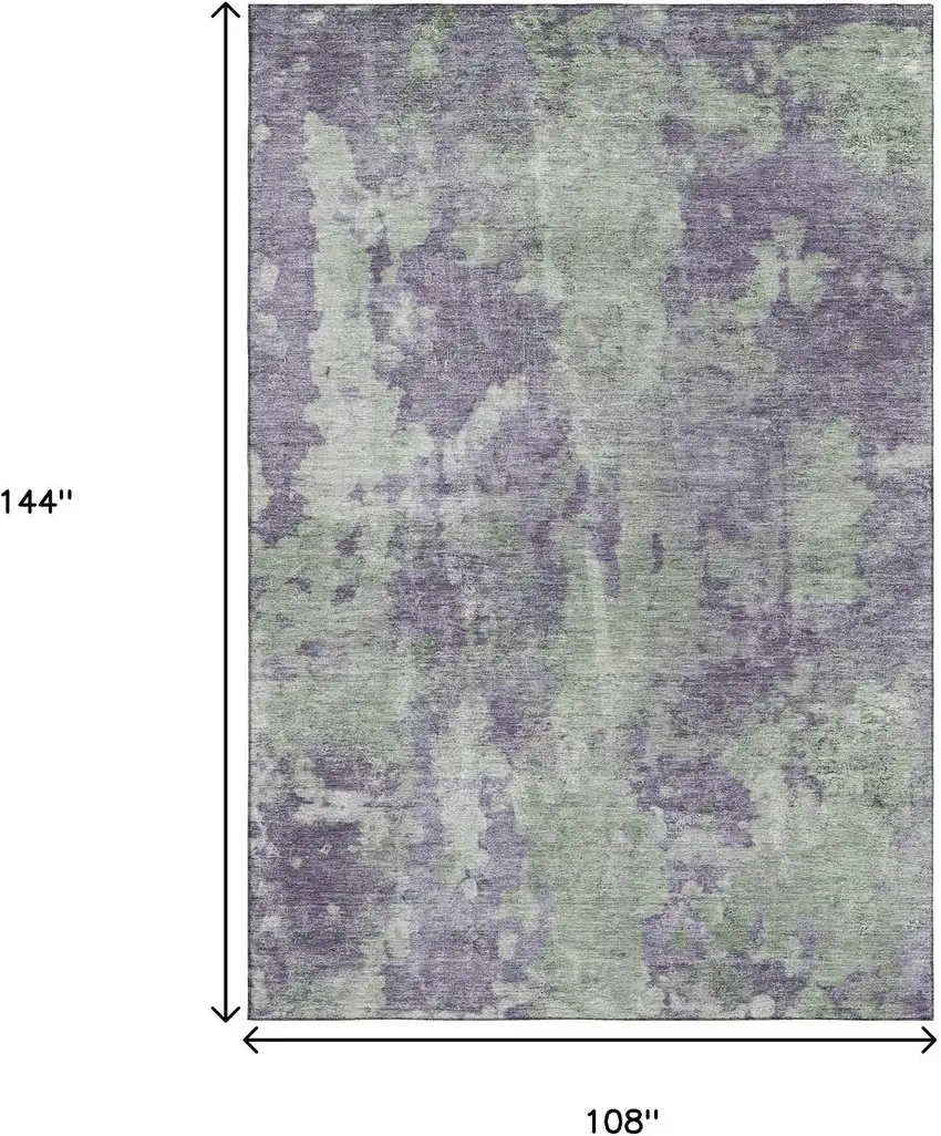 Purple And Ivory Abstract Washable Area Rug With UV Protection Photo 3