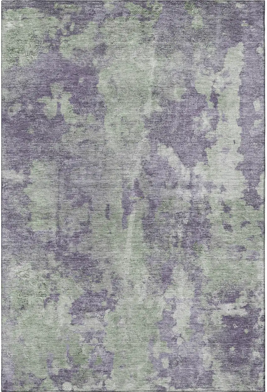 Purple And Ivory Abstract Washable Area Rug With UV Protection Photo 3