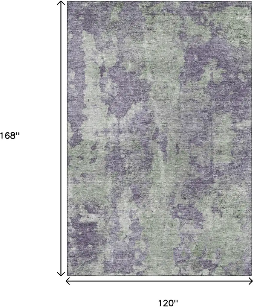 Purple And Ivory Abstract Washable Area Rug With UV Protection Photo 3