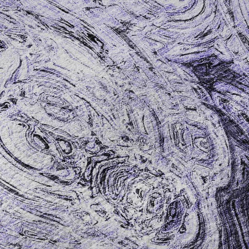 Purple And Ivory Abstract Washable Area Rug With UV Protection Photo 4