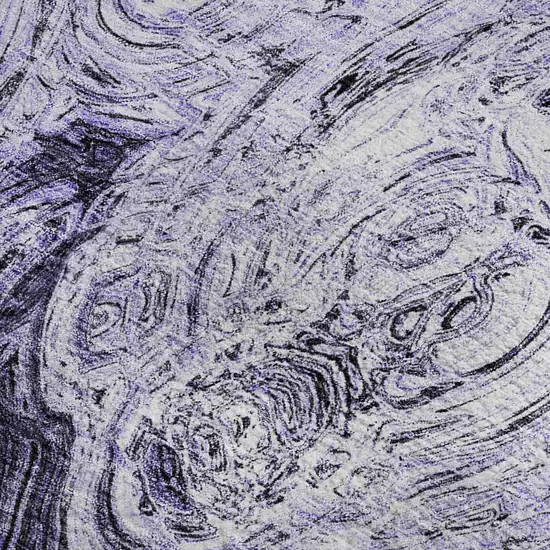 Purple And Ivory Abstract Washable Area Rug With UV Protection Photo 5