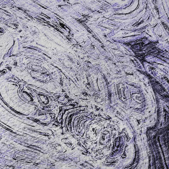 Purple And Ivory Abstract Washable Area Rug With UV Protection Photo 3