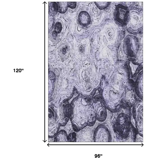 Purple And Ivory Abstract Washable Area Rug With UV Protection Photo 7