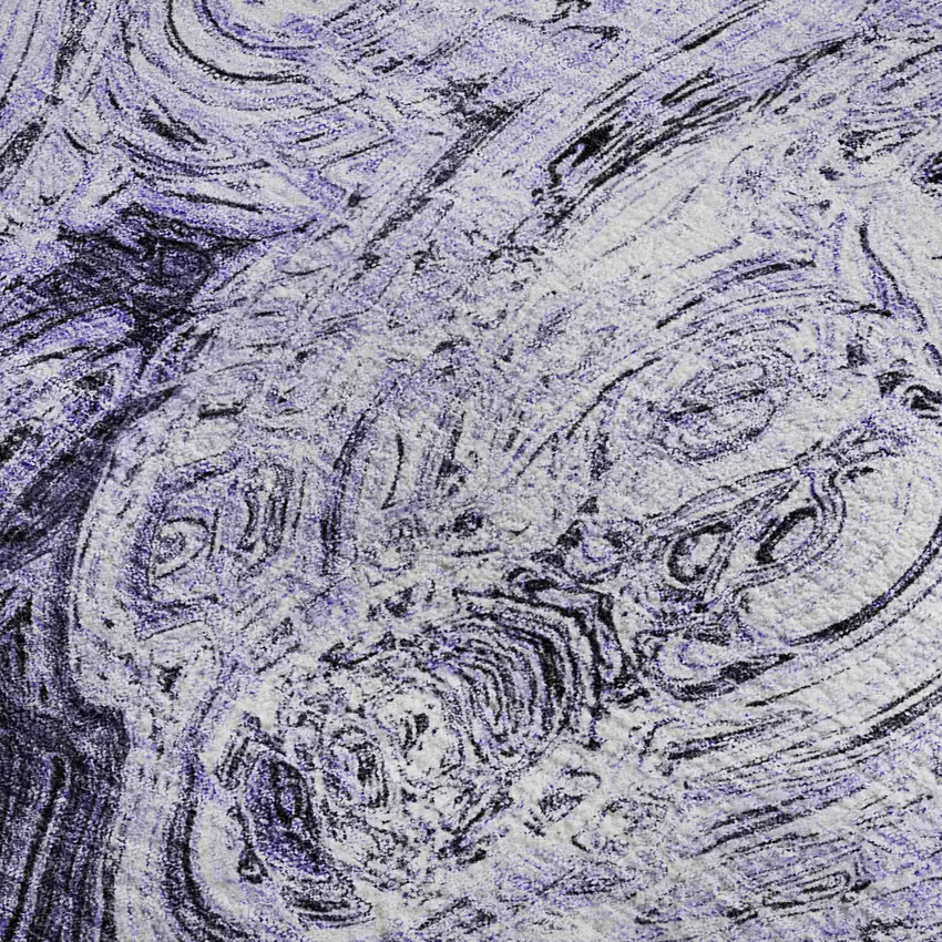 Purple And Ivory Abstract Washable Area Rug With UV Protection Photo 5