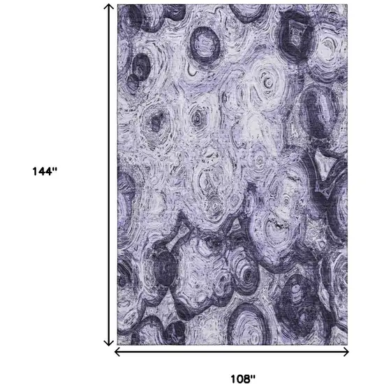 Purple And Ivory Abstract Washable Area Rug With UV Protection Photo 8