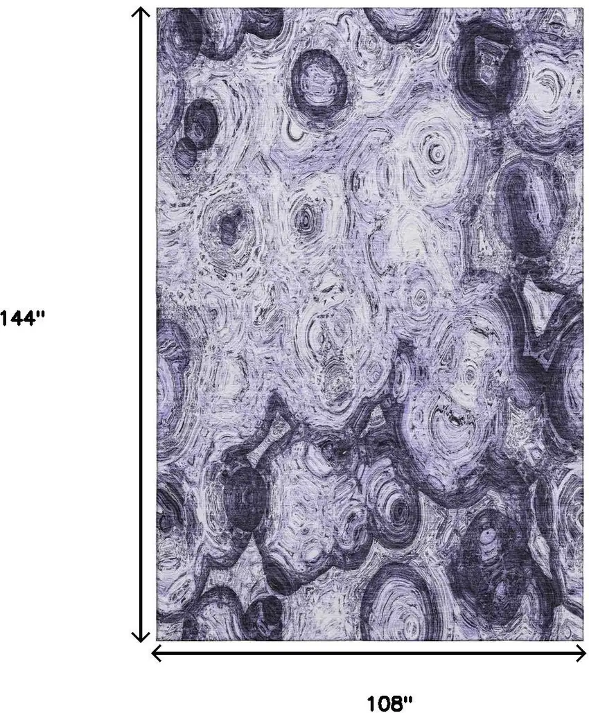 Purple And Ivory Abstract Washable Area Rug With UV Protection Photo 8