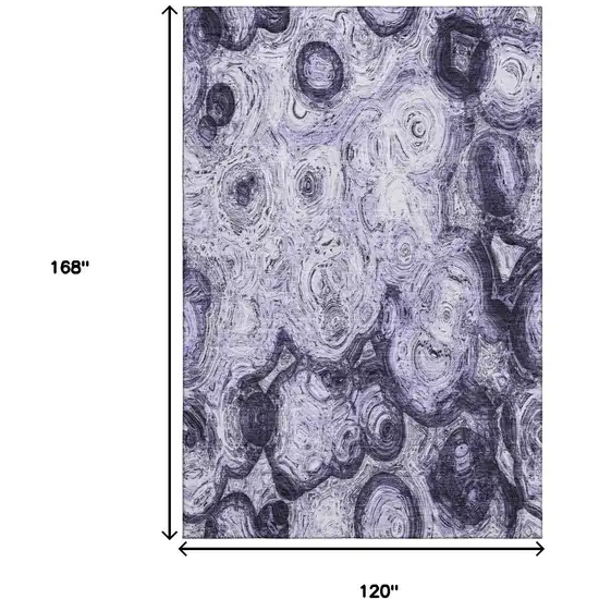 Purple And Ivory Abstract Washable Area Rug With UV Protection Photo 7