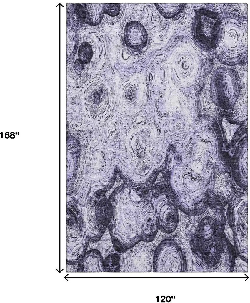 Purple And Ivory Abstract Washable Area Rug With UV Protection Photo 7